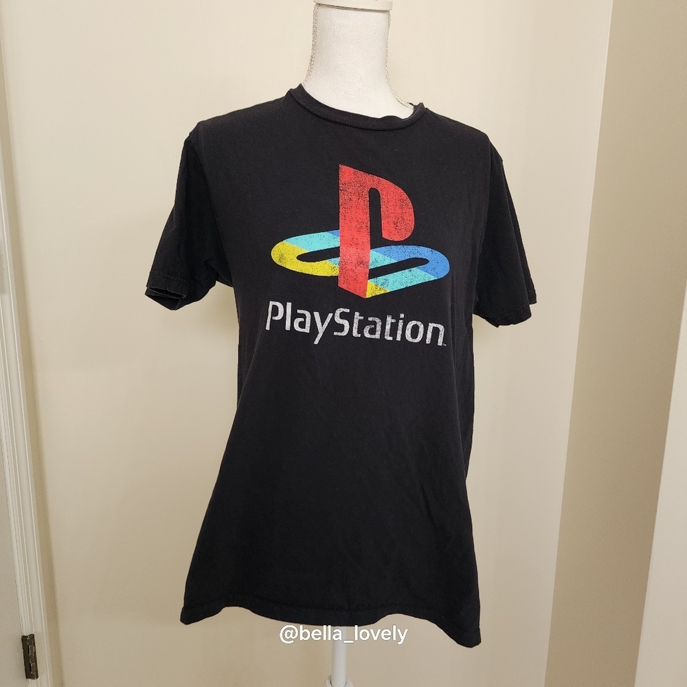 Sony PlayStation Black T-Shirt with Multicolor Logo